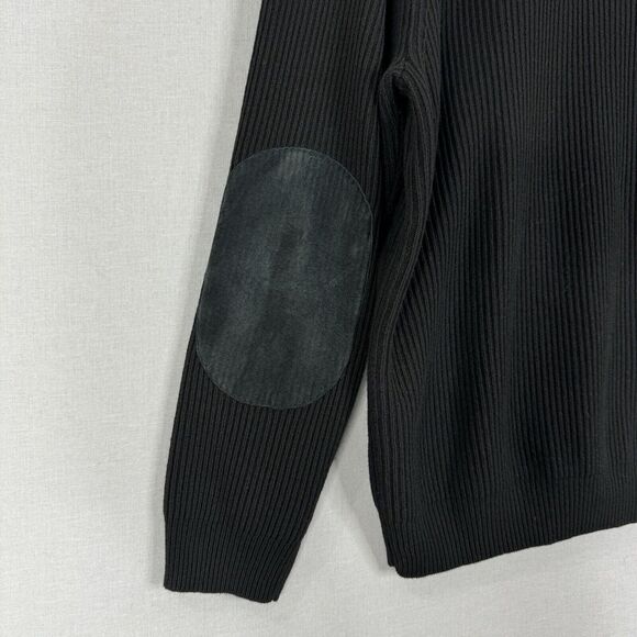 Pendleton Mens Jacket Medium Black Wool Rib Knit Suede Leather Elbow Patch Y2K - Picture 9 of 12